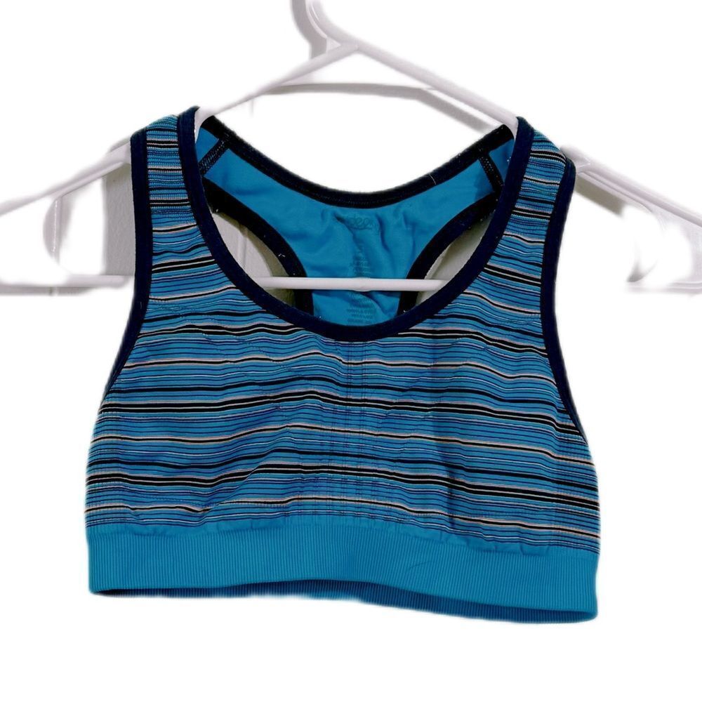 Cat & Jack Blue and Black Striped‎ Sports Bra
